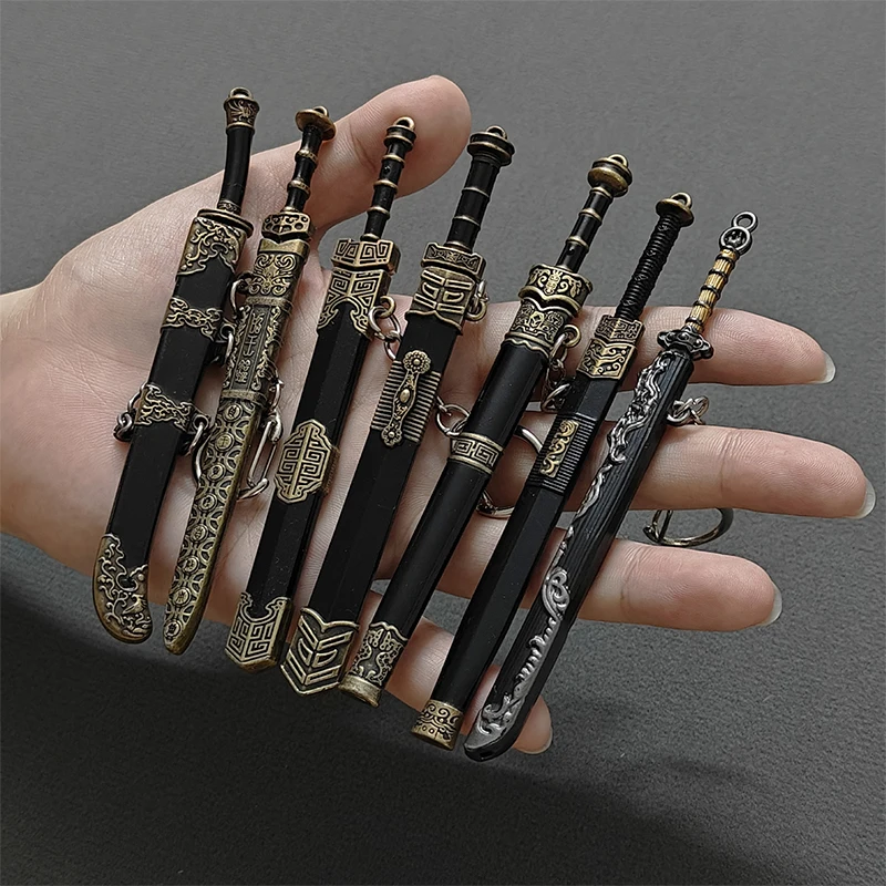 ✰✪1pc Novelty Mini Sword Shape Pendant Keychain Creative Weapon Model Toy Key Ring Fashion Backpack Decoration Accessories Gifts