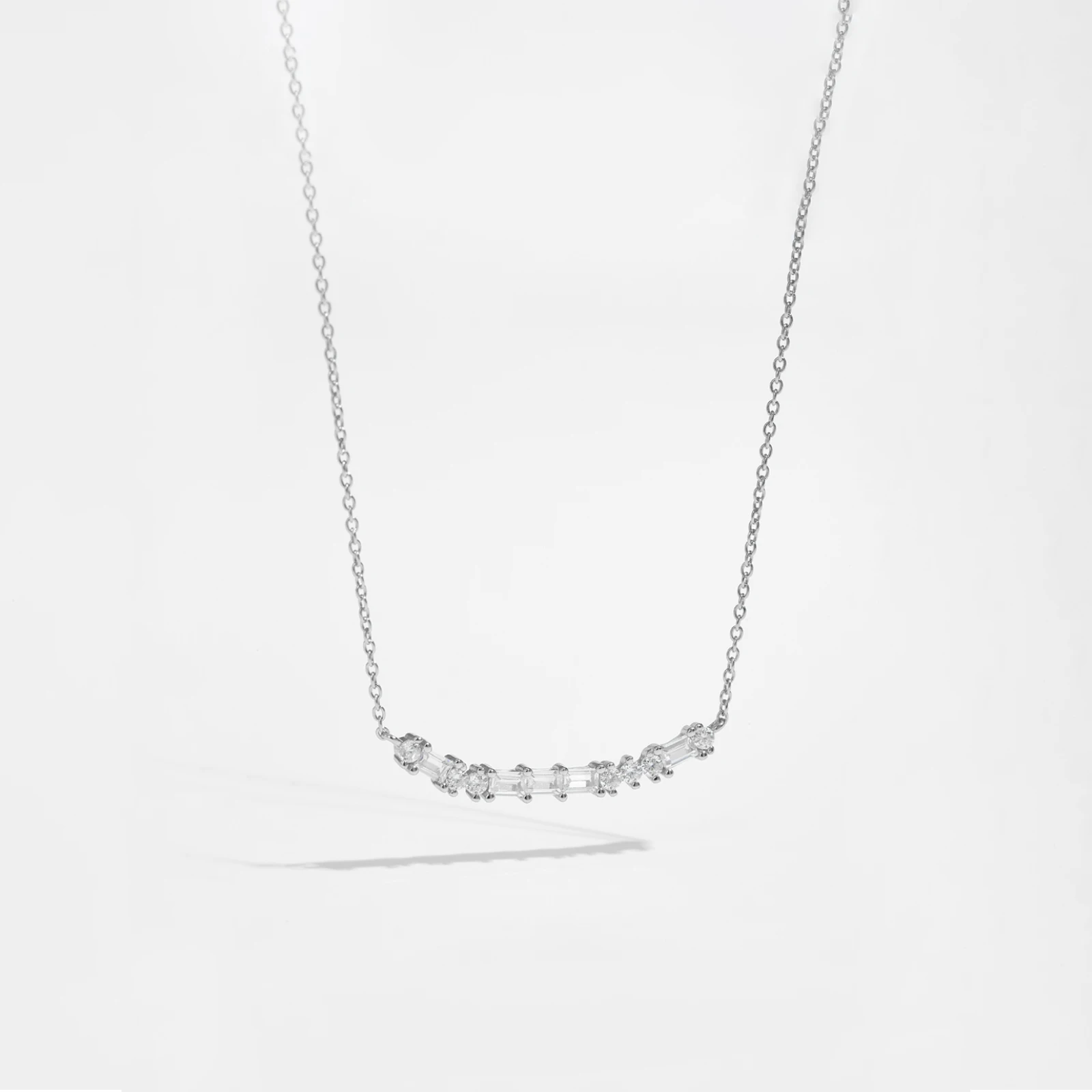 ANDYWEN New 100% 925 Sterling Silver Moon Zircon CZ Square Line Pendant Long Chain Necklace 2022 Spring New Choker Women Fashion
