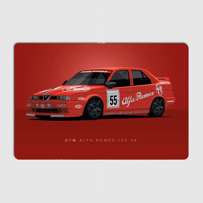 Best DTM Red 155 V6 Classics Racing and Rally Car Metal Poster indoor outdoor Home Bedroom Bar Tin Sign Room Decor Wall Decor