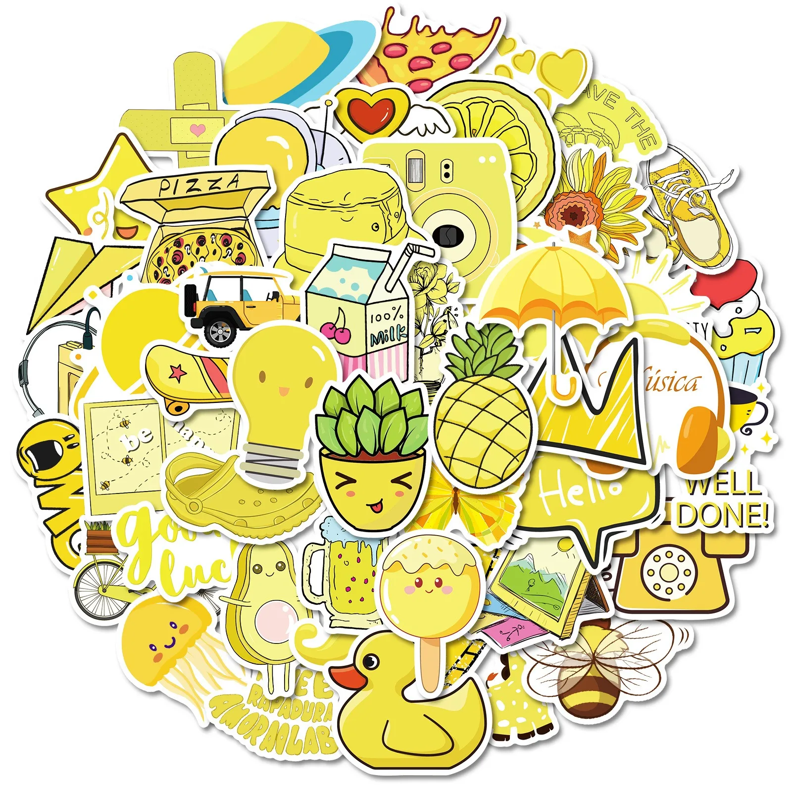 10/30/50Pcs Yellow VSCO Ins Graffiti Stickers Graffiti Stickers For Laptop Guitar Fridge Notebook Bottle Decals Kids Toys