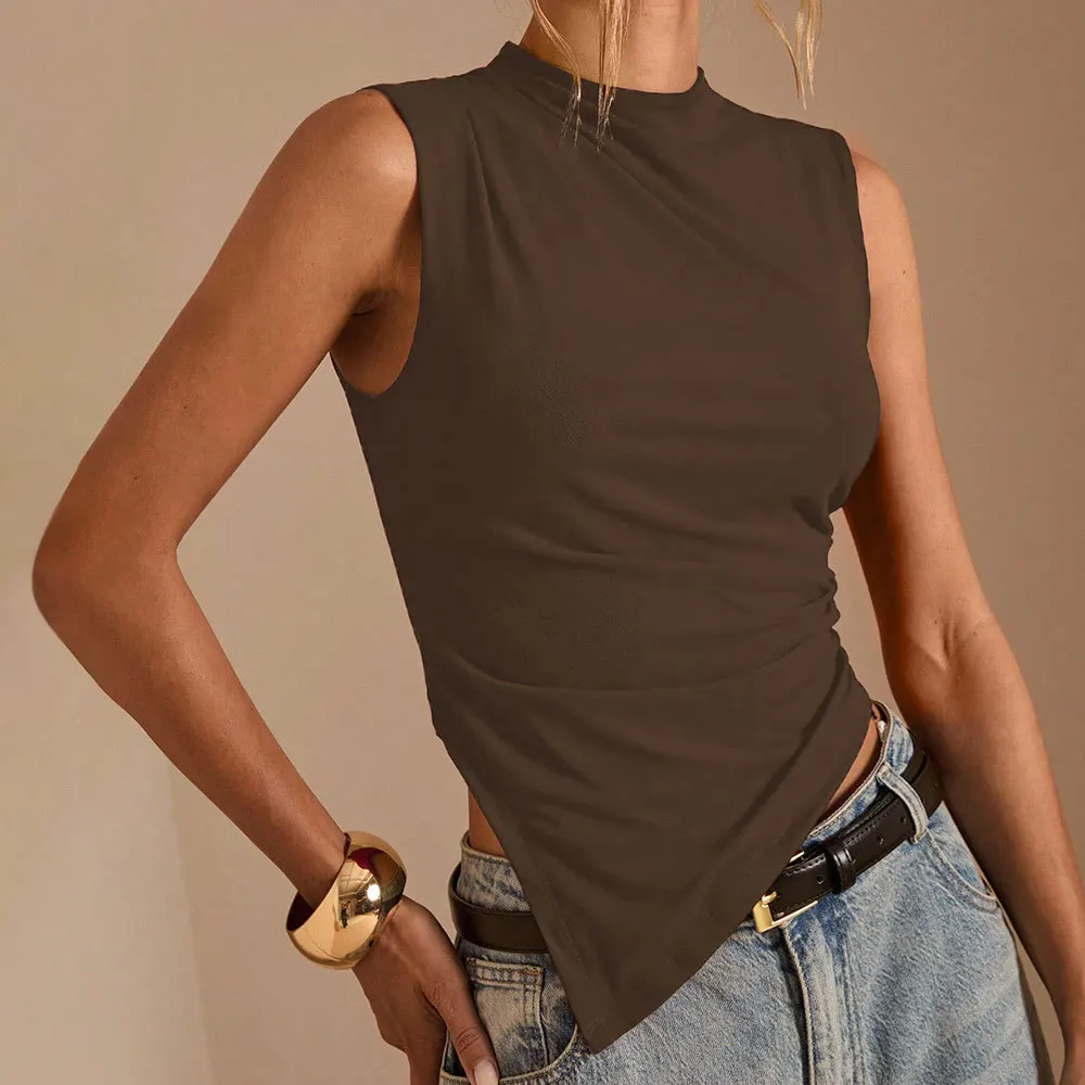 Women Irregular Hem Sleeveless Knit Vest Sexy Summer Top Casual Blouse New