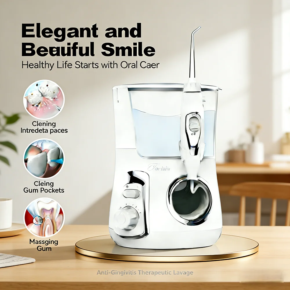 

Электрический ирригатор для полости рта 800 мл с 10 режимами и 5 насадками, профессиональный уход за зубами для свежего дыхания и профилактики кариеса