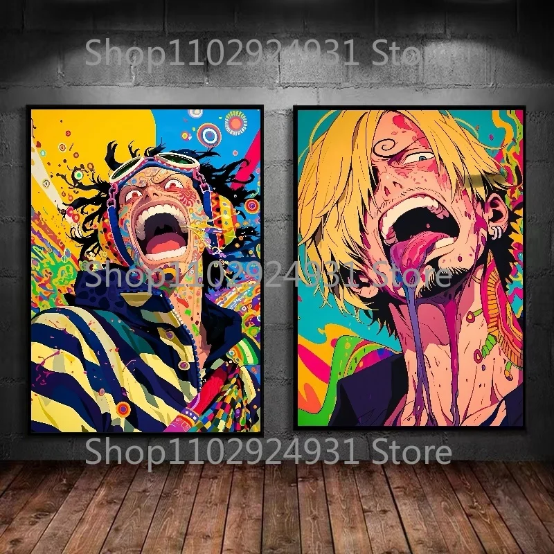 One Piece Zoro Luffy Queen Poster Cartoon Home Decor HD Print Canvas Painting Classic Hot Blooded Anime Wall Art Picture