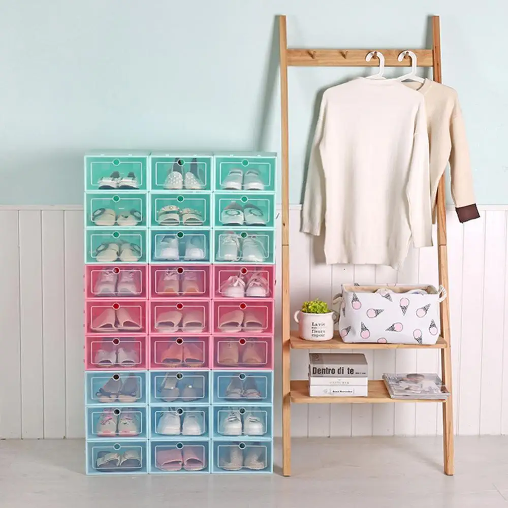 Storage Transparent Shoes Drawer Case Stackable Sundries Box Rack Organizer