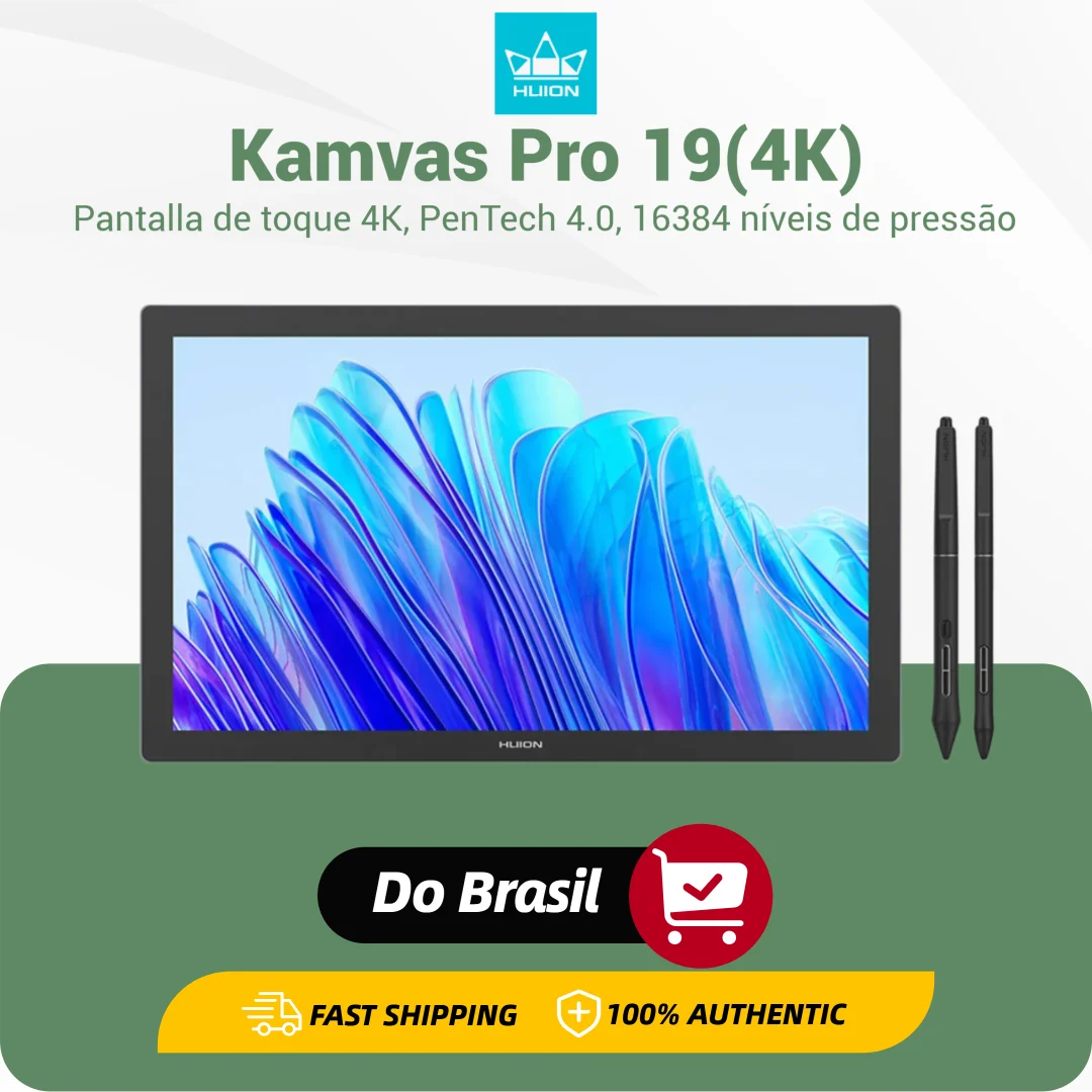 Huion Kamvas Pro 19 Graphics Tablet 4K Touch Screen Monitor Paper Texture Glass Drawing with PenTech 4.0 Stylus 16384 Pressure