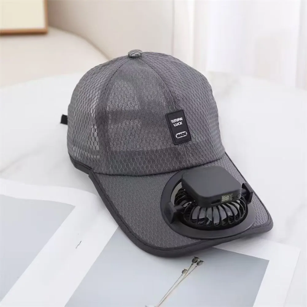 

Casual Usb Charging Cooling Fan Hat Mesh Breathable Sun Visor Hat Large Brim Peaked Cap Men Women