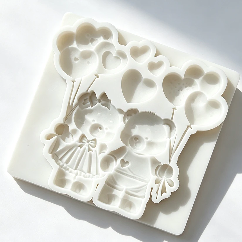 Bear Heart Balloon Silicone Sugarcraft Mold Resin Tools Cupcake Baking Mould Fondant Cake Decorating Tools