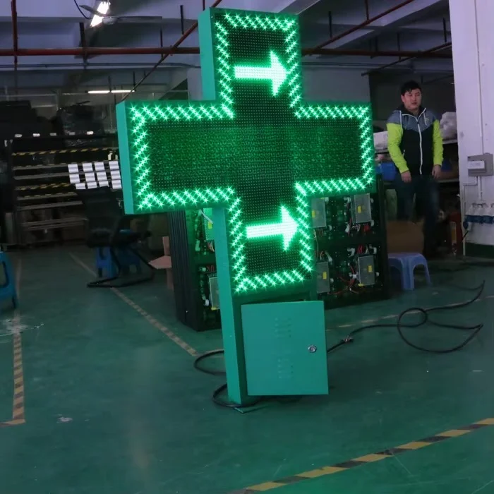 2025 venda imperdível sinais de farmácia de armário à prova d'água ao ar livre com exibição de cruz verde dupla