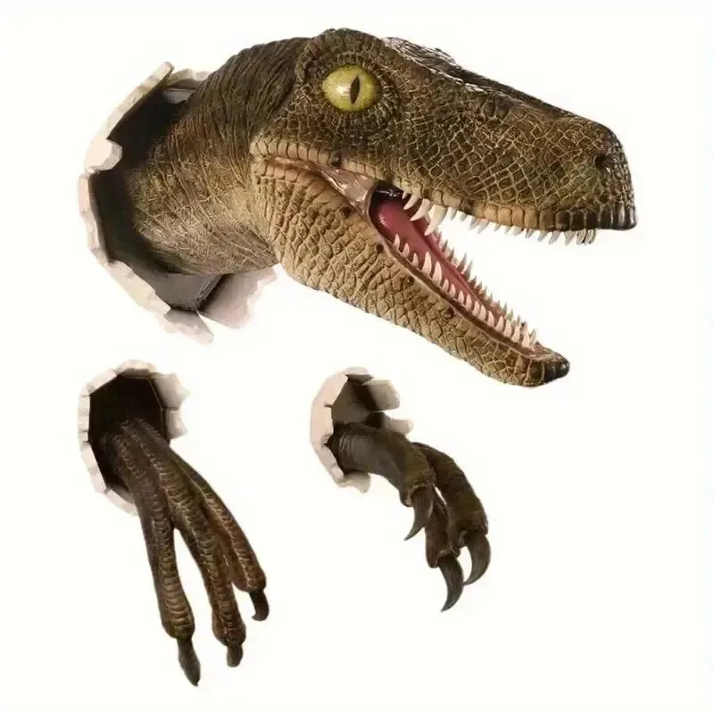 A Set Of Velociraptor Wall Decoration Dinosaur Wall Statues Crafts 3d Wall Fixtures Furniture Furniture Stickers image 3