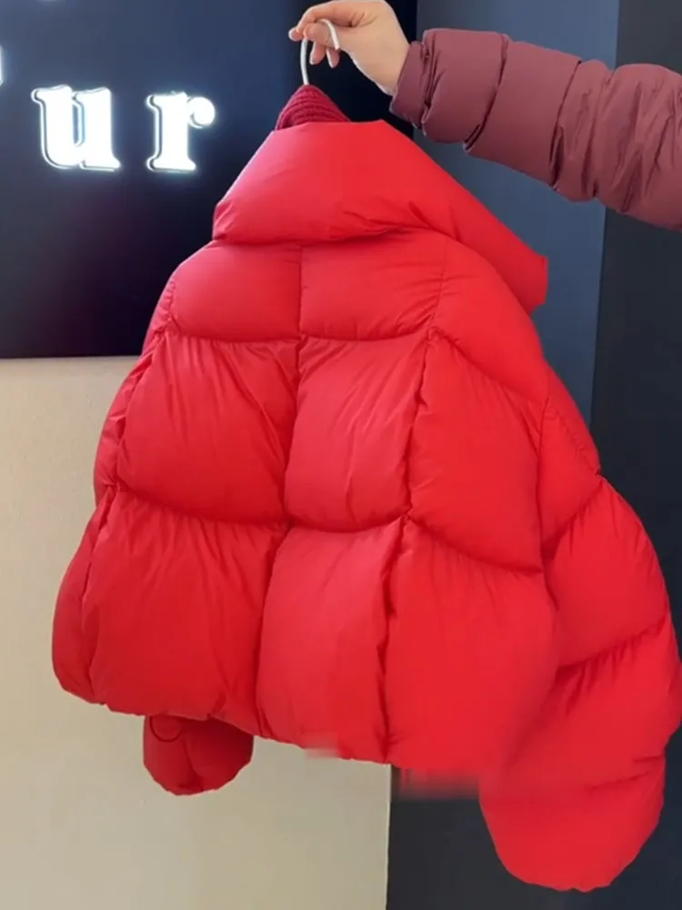 Sli ort Puffer Jaet manteau en duvet rouge bulle pour femme Ele Sle Thiened fibre de polyester blanc doublure en duvet