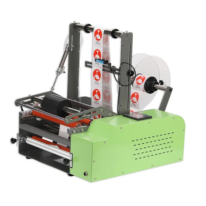 Small desktop semi-automatic glass bottle plastic bottle labeling machine