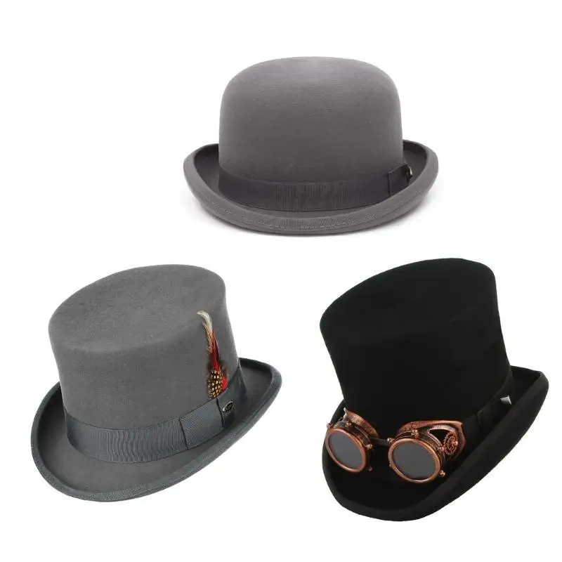 652F Wool Goggles Hat Masquerades Party Hat Roleplaying Costume Hat Festival Headwear