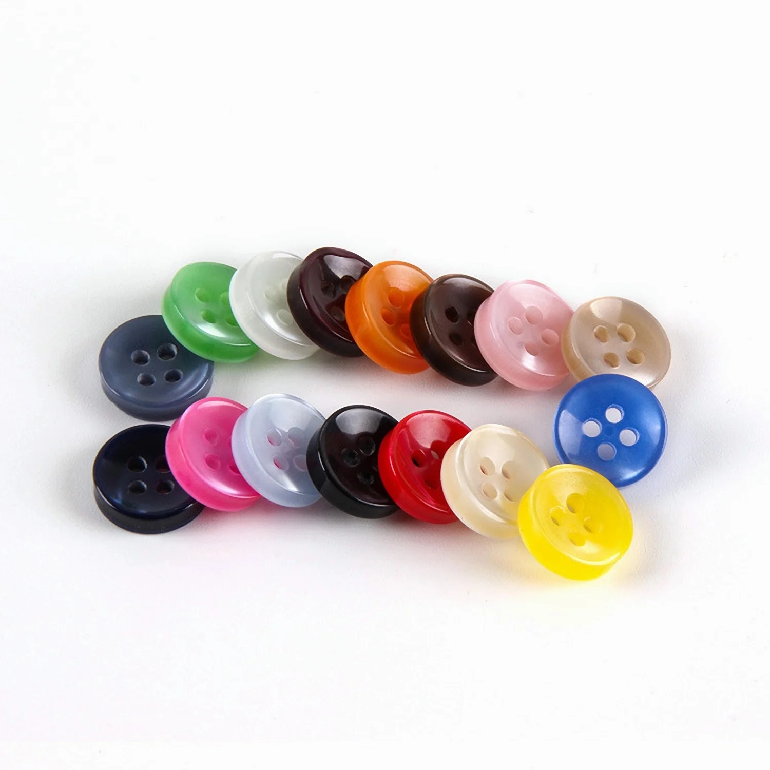 100pcs 12mm Color Resin Cat Eye Button Pearllight Bowl Shape Four Eye Button Wedding Decoration Sewing Accessories