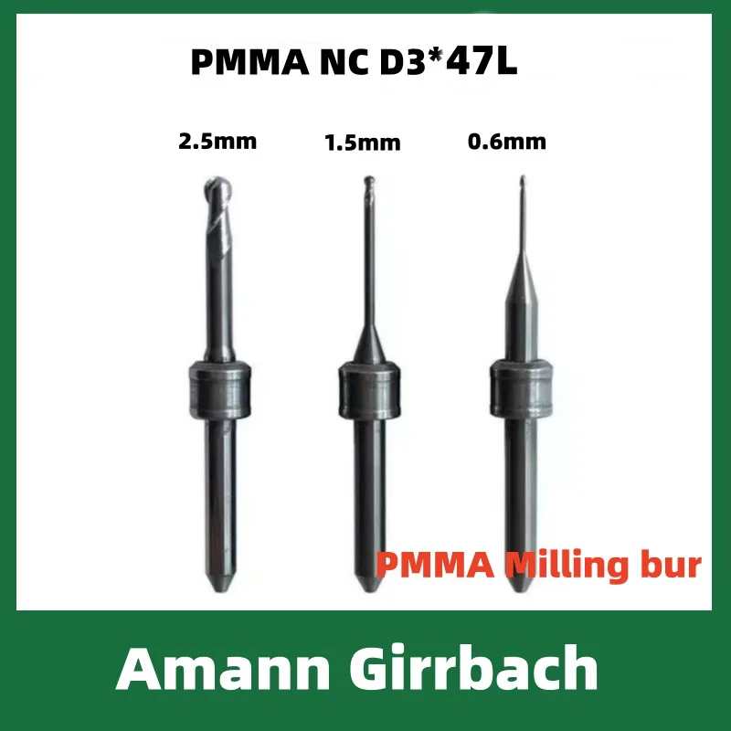 1PC Dental Lab Amann Girrbach PMMA WAX PEEK CADCAM Milling Burs Cutters Uncoating Cutters shank 3mm