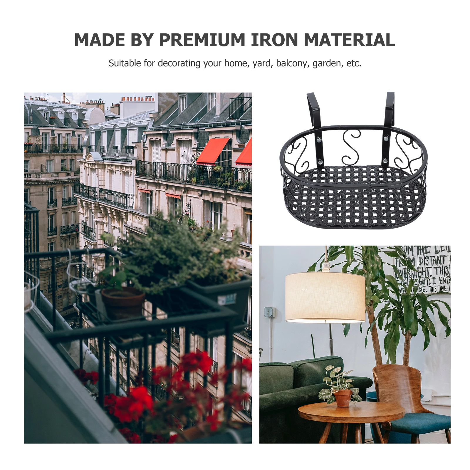 

Ironwork Flowerpot Durable Rack for Vertical Gardening Home Balcony Decorative Plant Holder Bonsai Shelf Garden Yard Railing