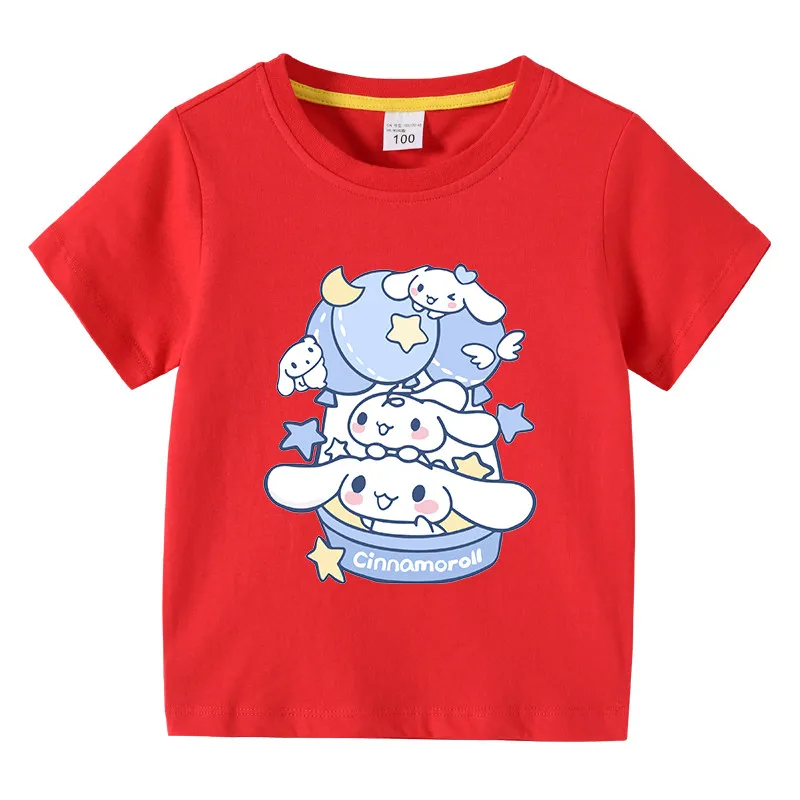 

Cartoon Big Ear Dog Printed Short Sleeve Children's T-shirt Cotton Fashion Printed Parent Child Wear Round Neck Short Sleeve