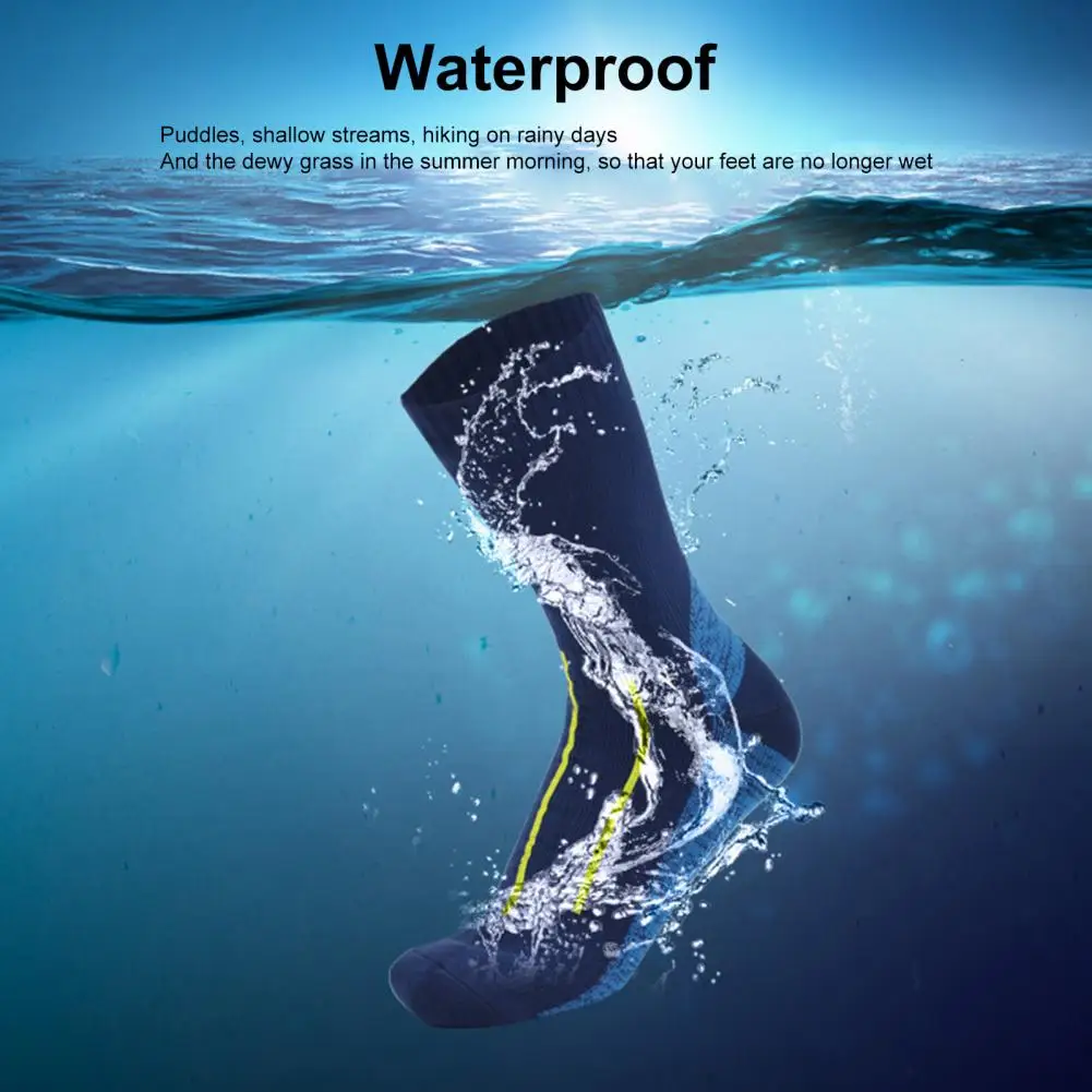 1 Pair Waterproof Hiking Socks Elastic Breathable Mid Tube Skiing Socks Soft Foot Wading Skiing Socks For Winter