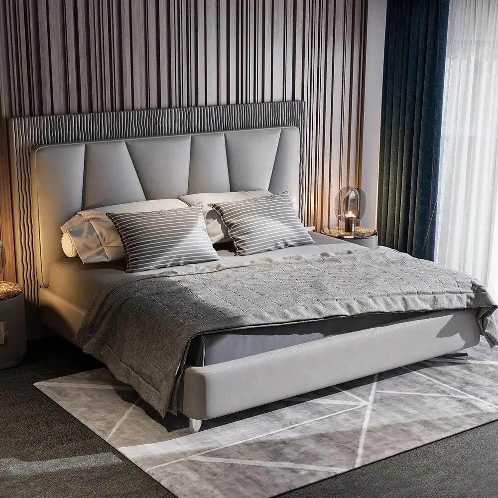 

⁕yHome Morden Grey Bedroom Furniture Set Indoor Luxury Bed for Villa Bedroom Furnriture Set High-Quality Customized Furniture