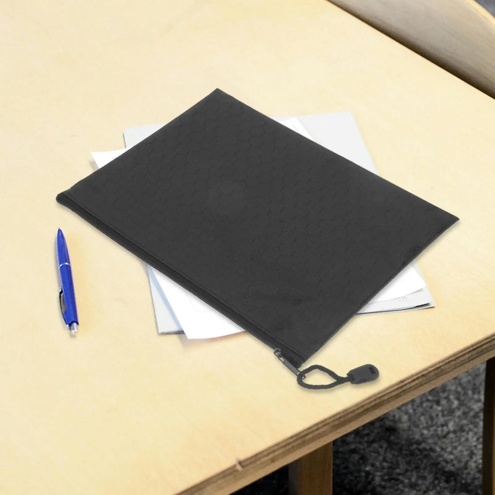 

Oxford Cloth Zipper File Pouch Spacious Document Organizer for Students Teachers Office Supplies Storage Bag with Rope Ring Easy