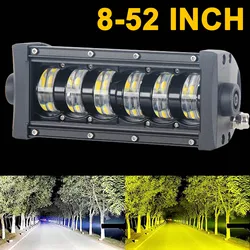 8 - 52-calowy pasek świetlny LED Amber White High Low Beam Heavy Duty Waterproof Driving Offroad Fog Work Car Tractor Truck 4x4 SUV ATV