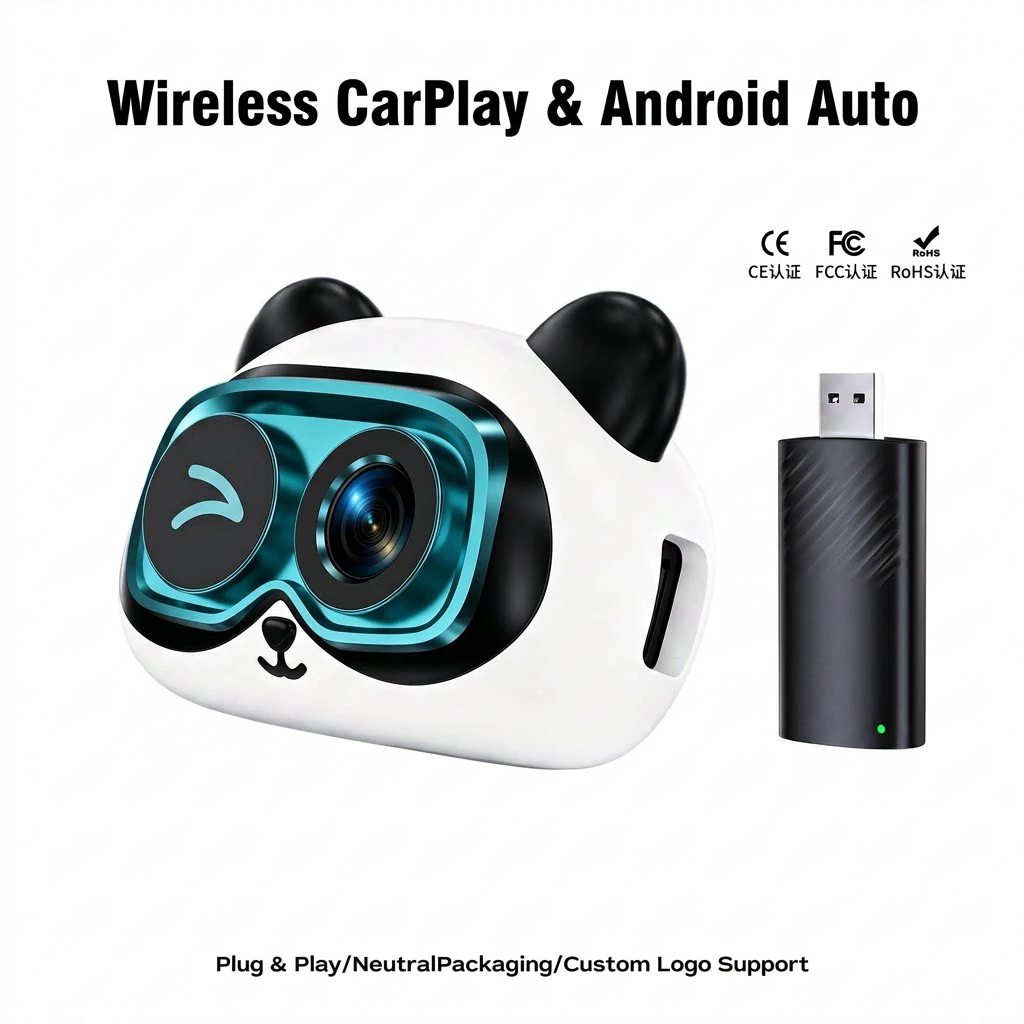 Cabin Care 2in1 Wireless CarPlay Adapter 1080P Baby Car Camera 122° Wide Angle Night Vision Split Screen Backseat Infant Monitor