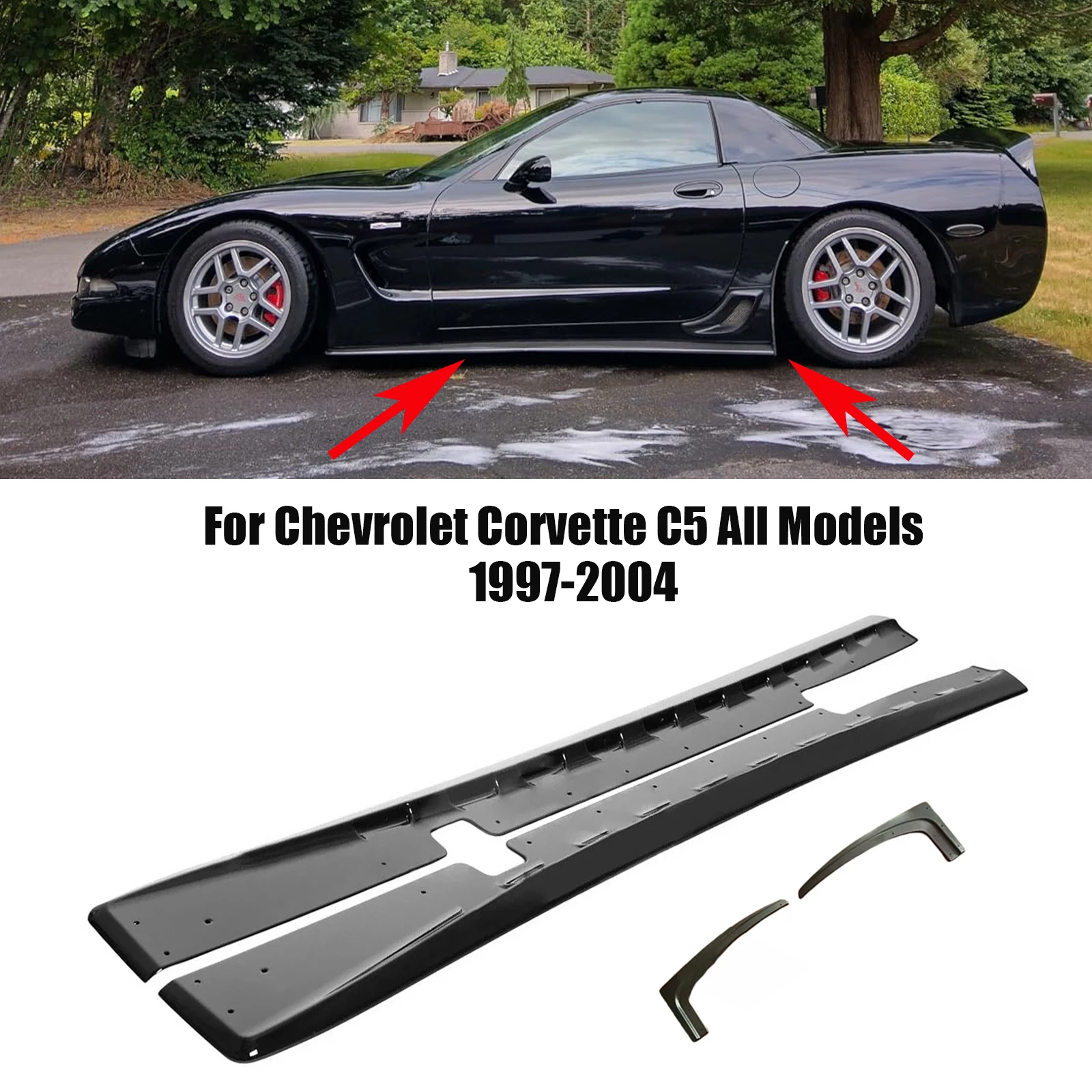 

Side Skirts Extension & Mud Flaps Fender For Chevrolet Corvette C5 All Models 1997-2004 Z06 2-Door Carbon Fiber Look Body Kit