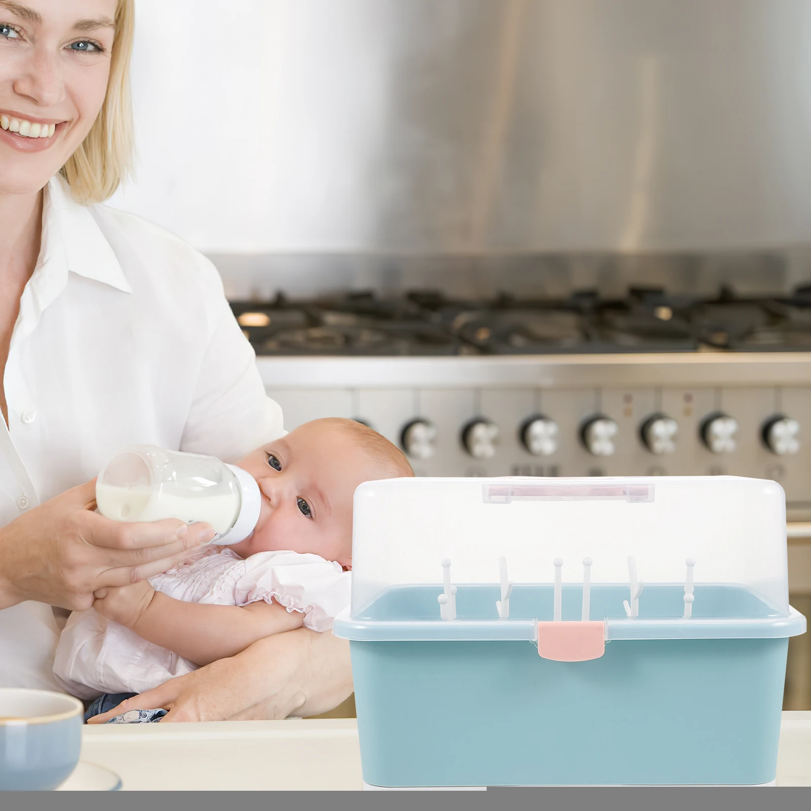 

Baby Bottle Storage Box Durable PP Automatic Drain Rack Pacifier Holder Suitable for Nursing Bottles Kitchen Supplies