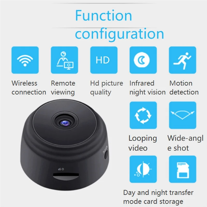 Minicámara A9 con WiFi, videocámara inalámbrica con versión nocturna HD de 1080P, grabadora de voz, videovigilancia