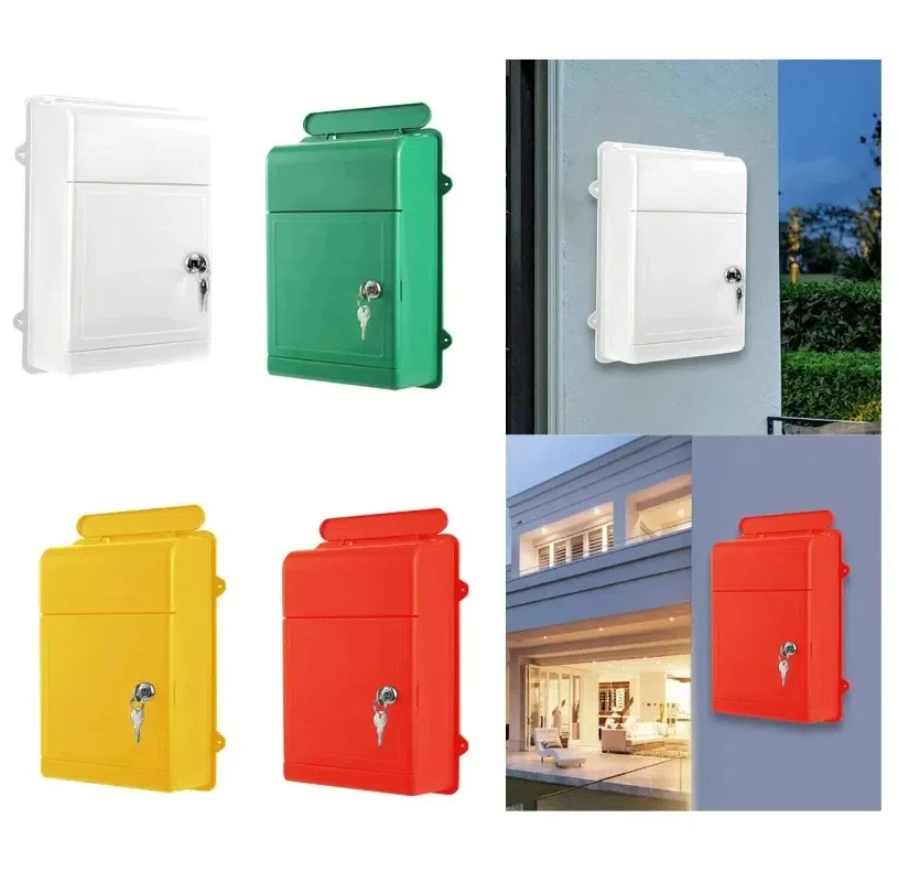 صندوق بريد عالمي مثبت على الحائط مع قفل صندوق بريد بلاستيكي يوفر مساحة صندوق بريد واسع الفتح لمكتب ساحة المنزل