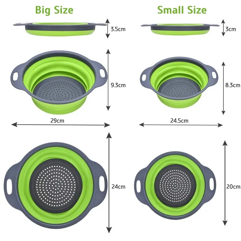 طوي مصفاة الفاكهة الخضار سلة غسيل مصفاة طبق تجفيف مصفاة السيليكون للطي تجفيف أدوات المطبخ #6