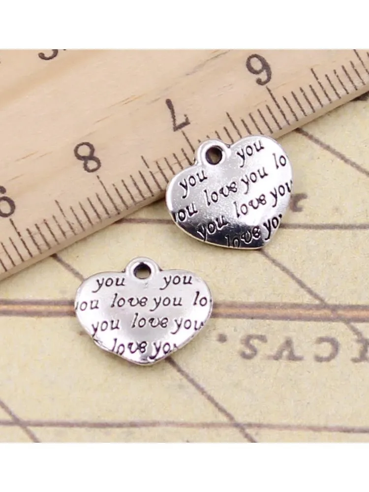 Breloques en Forme de Cœur en Argent Tibétain, Article de 13x14mm, pour Bijoux de Direction, Artisanat Fait à la Main, 20 Pièces