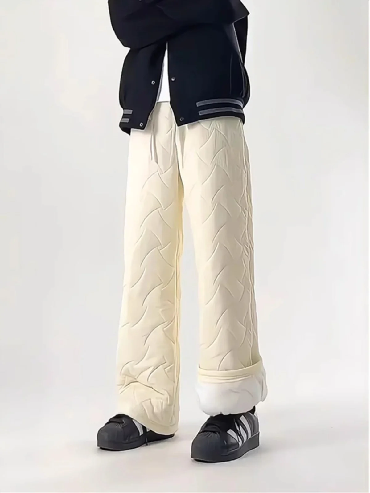 

Мужские зимние утепленные хлопковые брюки на флисовой подкладке с узором, стеганые, для катания на лыжах, теплые, до -40 градусов, прямого кроя