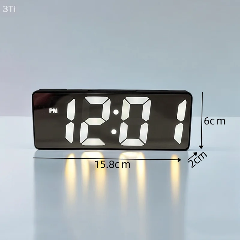 LED Mini Mirror Alarm Clock Electronic Digital Alarm Clock Digital Table Clock Room Desk Decorating Smart Small Tools Home