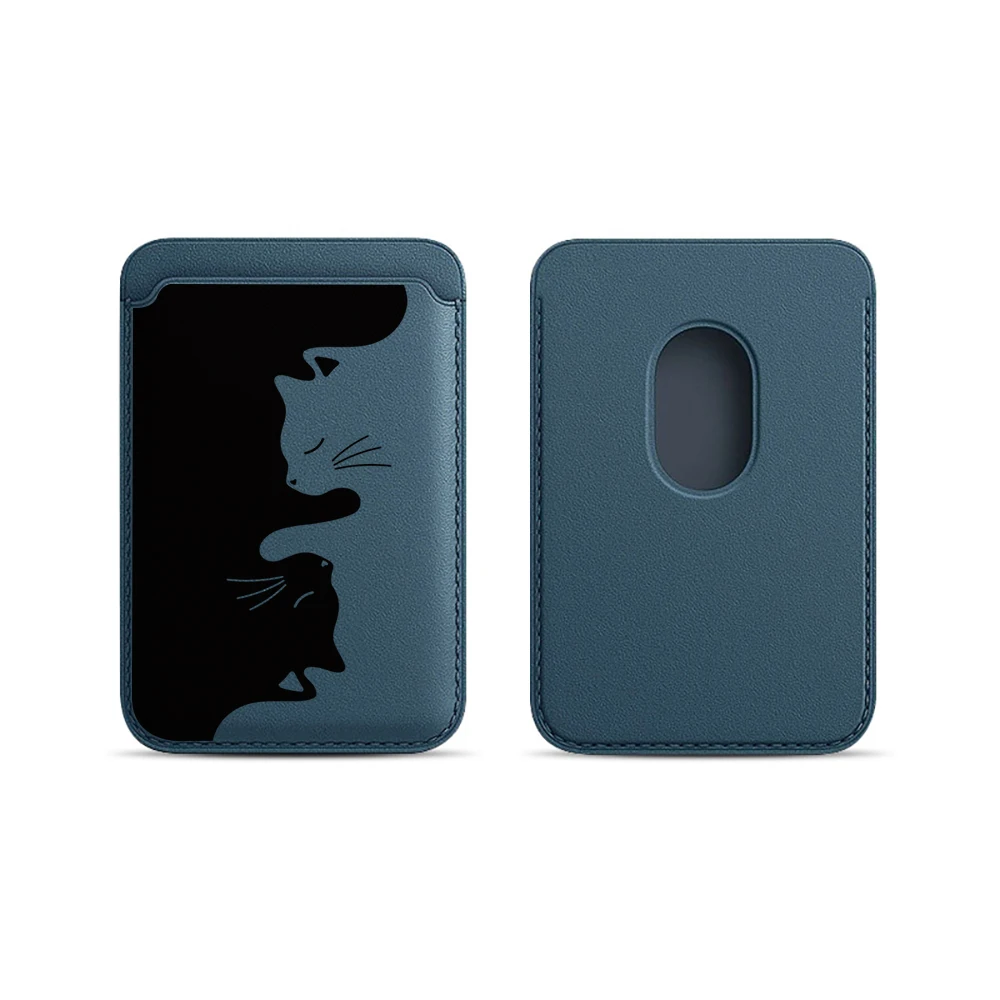 Kreative Katzen-Leder-Kartenhalterhülle für Magnetische Hüllen, Geeignet für alle iPhone Magsafe Karten-Handyrückseiten-Taschen – Detail 7