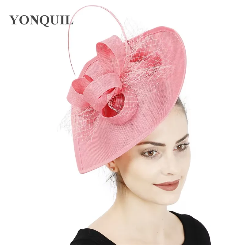Elegant Feather Flower Fascinator Base Bride Wedding Women Headband Millinery Hat Ladies Headdress Hair Accessory Headwear