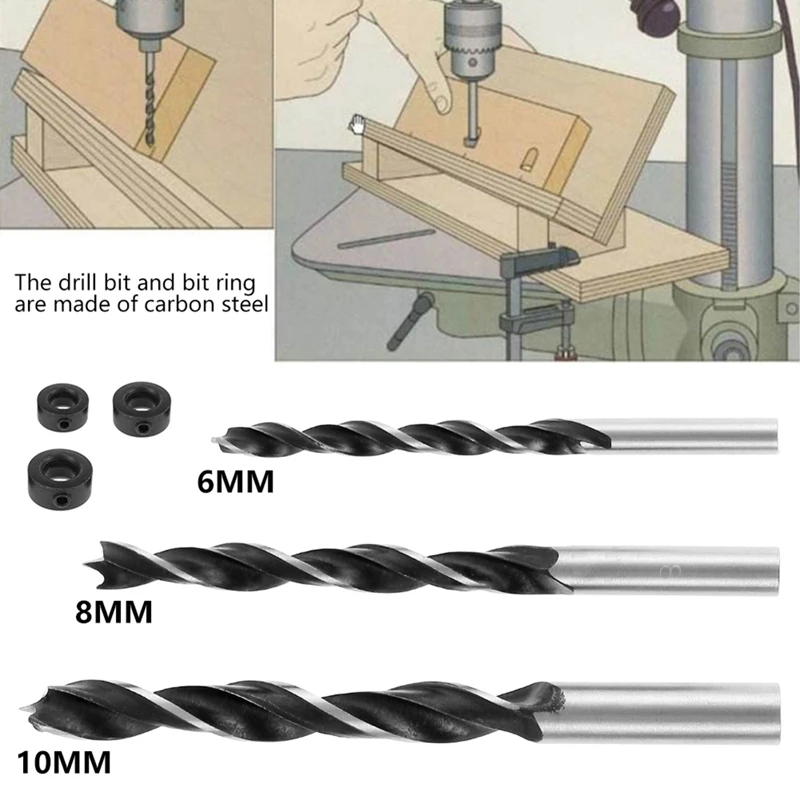 Woodworking Oblique Hole Locator Drill Bits Pocket Hole Jig Kit 15 Degree Angle Drill Set Hole Puncher