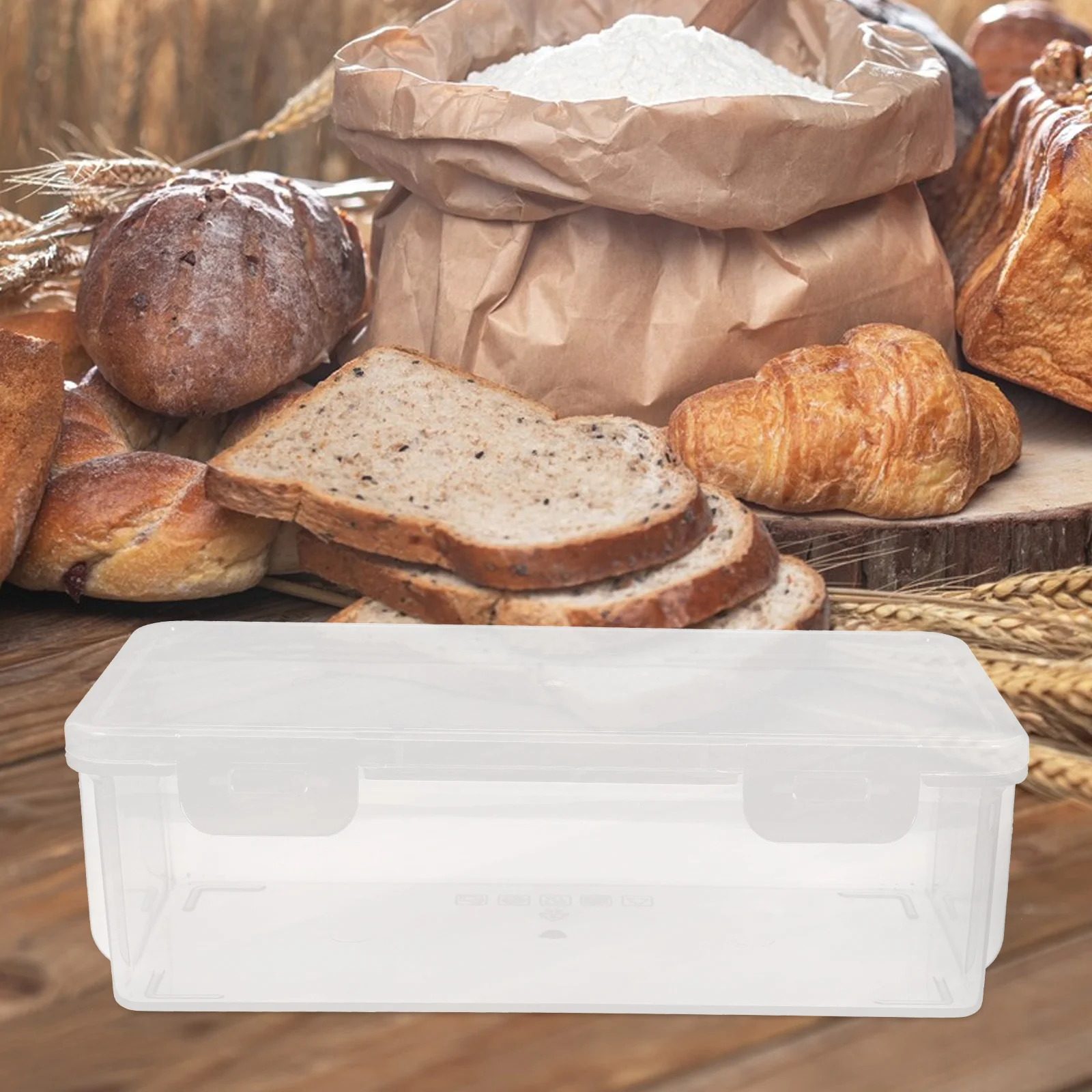 

2Pcs Clear Bread Box Airtight Seal Reusable Plastic Storage Container for Bread Homemade Loaf Cereal Beans Powder Kitchen Pantry