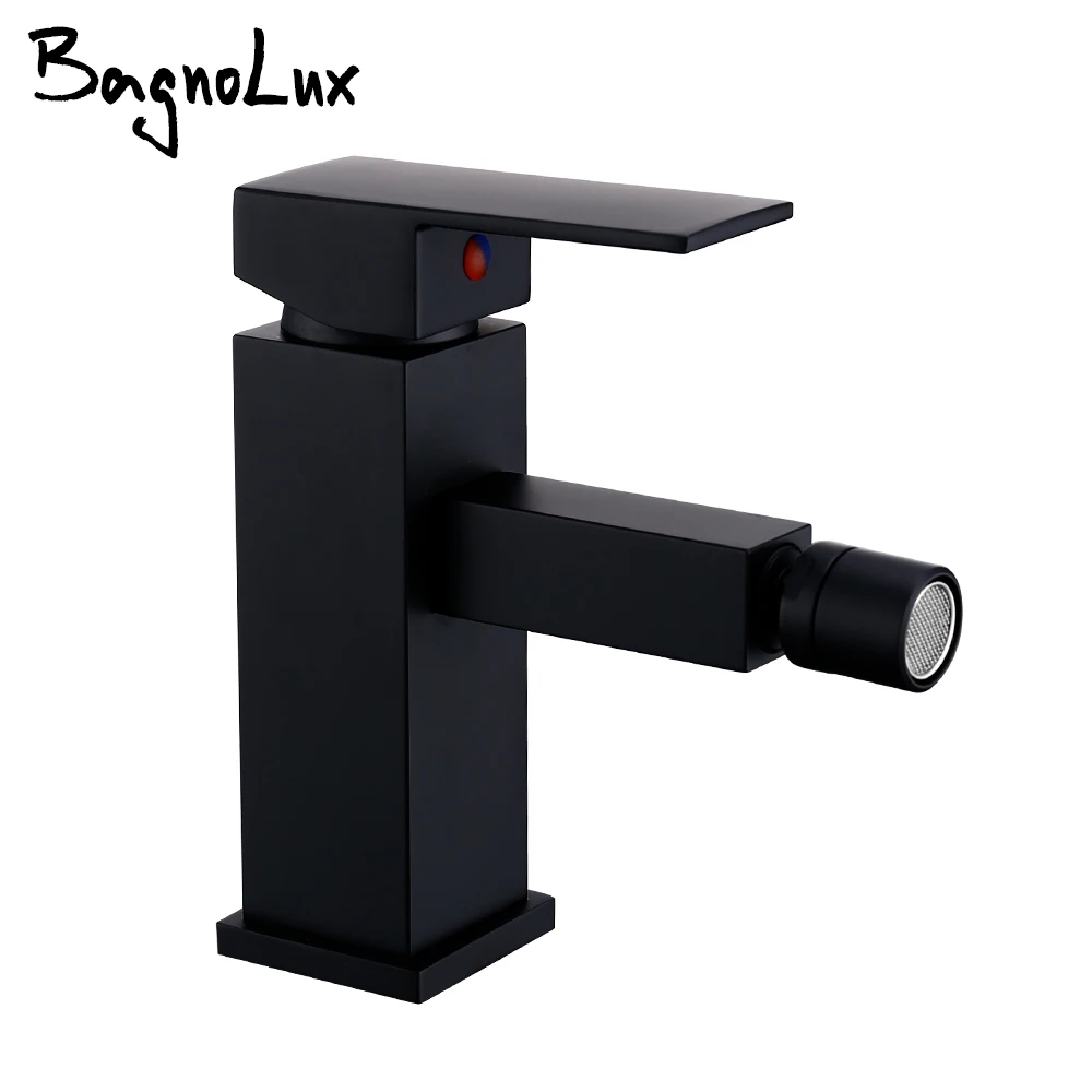 ブラッシュドゴールドビデンドール蛇口,バスルームシンク用,360スイベルラウンドノズル,ホットとコールドミキサー,デッキマウント,正方形