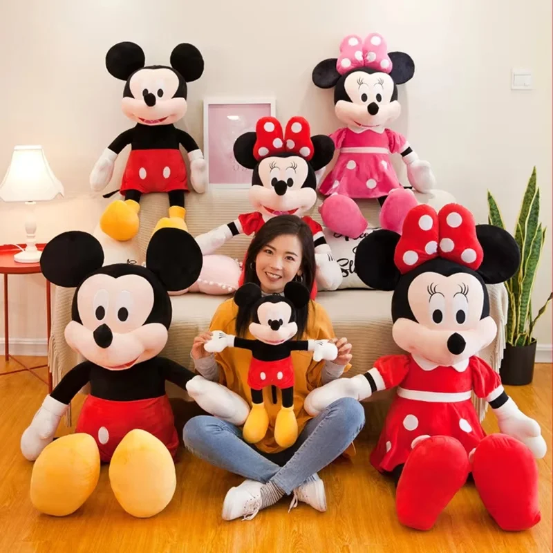 

35-100cm Disney Mickey Mouse Plush Toys Kawaii Mickey Minnie Couples Dolls Baby Sleeping Toys Children Girlfriend Birthday Gifts