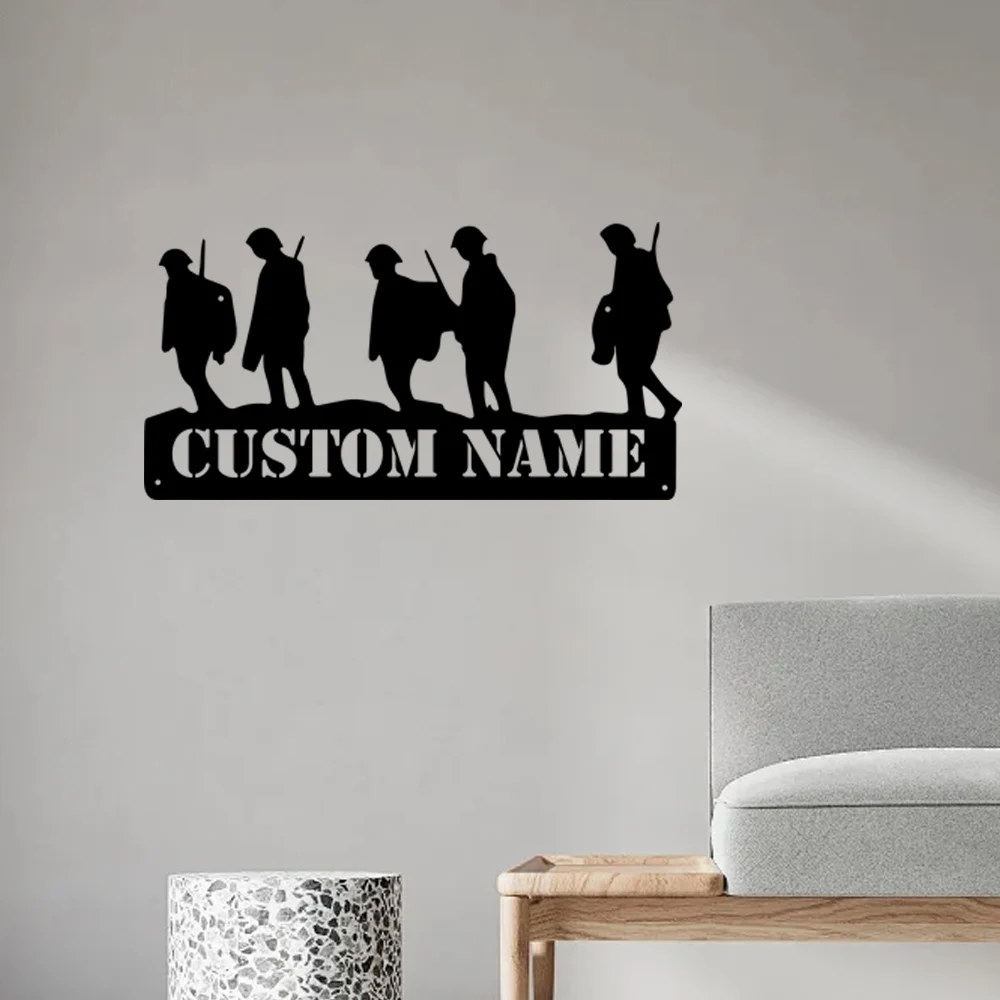 

1pc cool soldier troop Customized Name Tin Wall Signs Metal Wall Plaque For Kids Room Living Room Home Decor