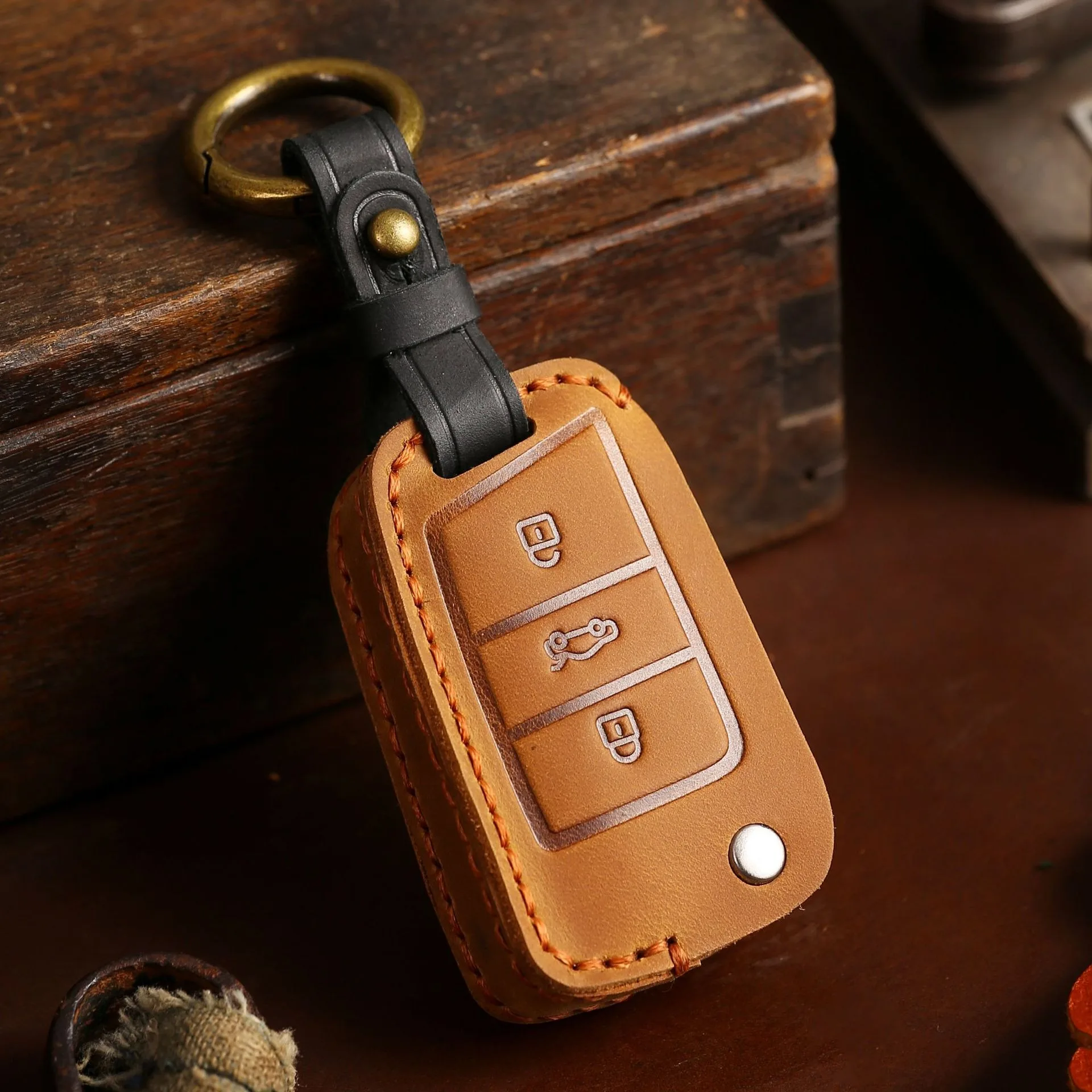 Car Key Case Cover for VW Volkswagen Golf 7 MK7 Tiguan MK2 T-roc T-cross Skoda Octavia Kodiaq Karoq Seat Ateca Leon
