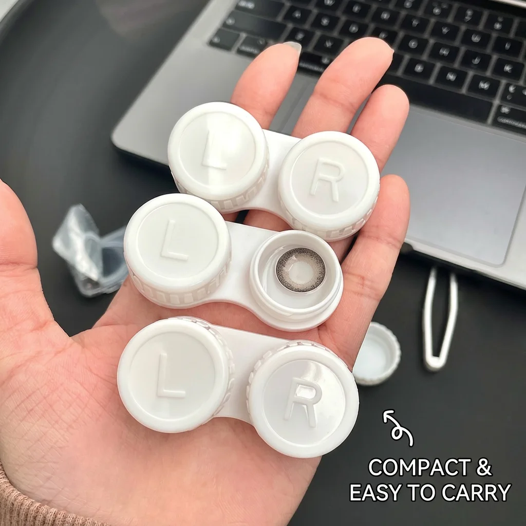 Double Compartment Lens Box Ins Aesthetic Leak-proof Lens Storage PP Plastic Contact Box Compact Portable Lens Case For Daily