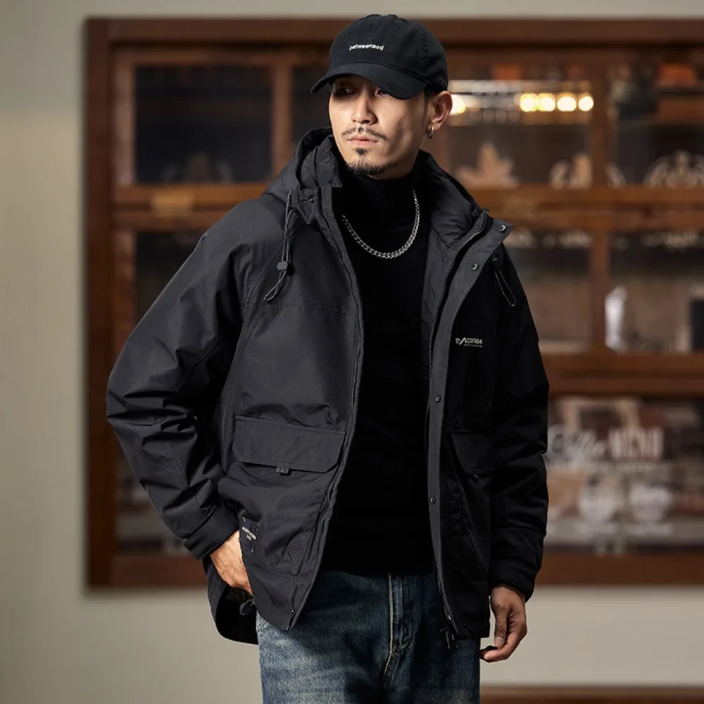 

2025 Winter New Down Jacket Trendy American Workwear Retro Big Pocket Down Jacket Trendy