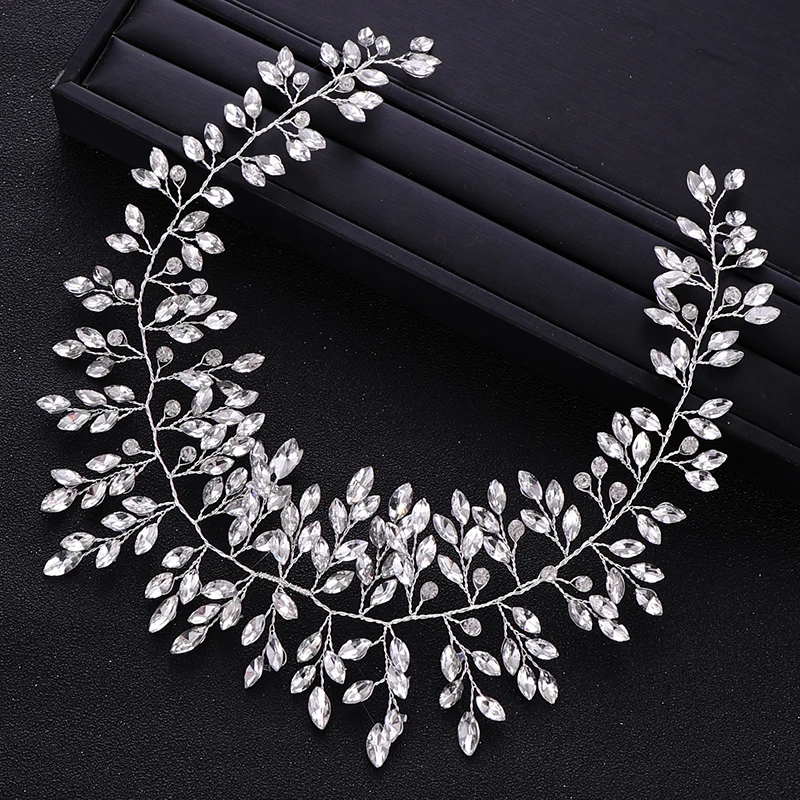 Fashion Silver Color Crystal Headbands Wedding Bridal Rhinestone Hairbands Women Head Jewelry