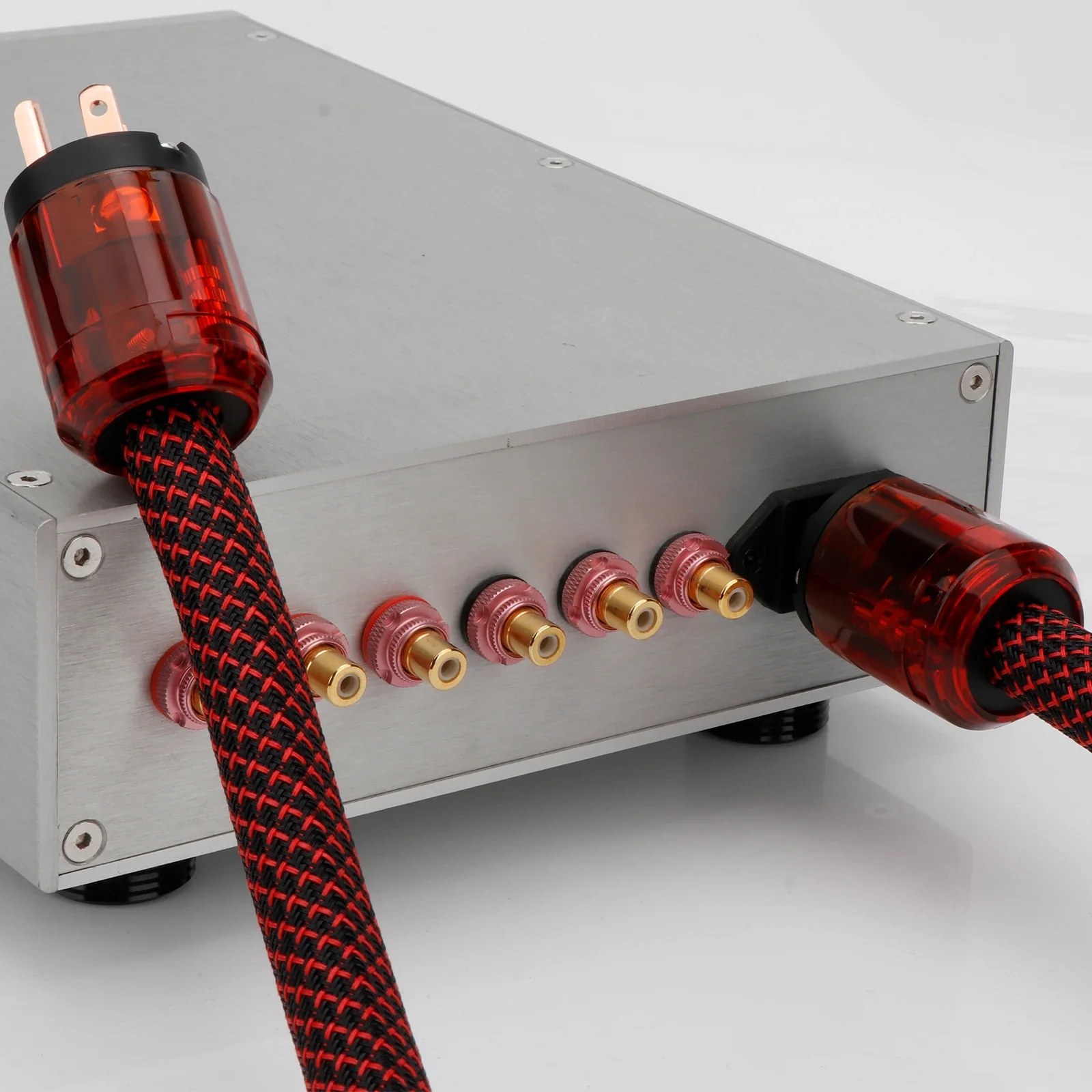 High-End OCC Copper EU/US Version Power Cable Connector - USA AC Mains Extension for HiFi Audio, Amplifiers, DACs, and High-Powe