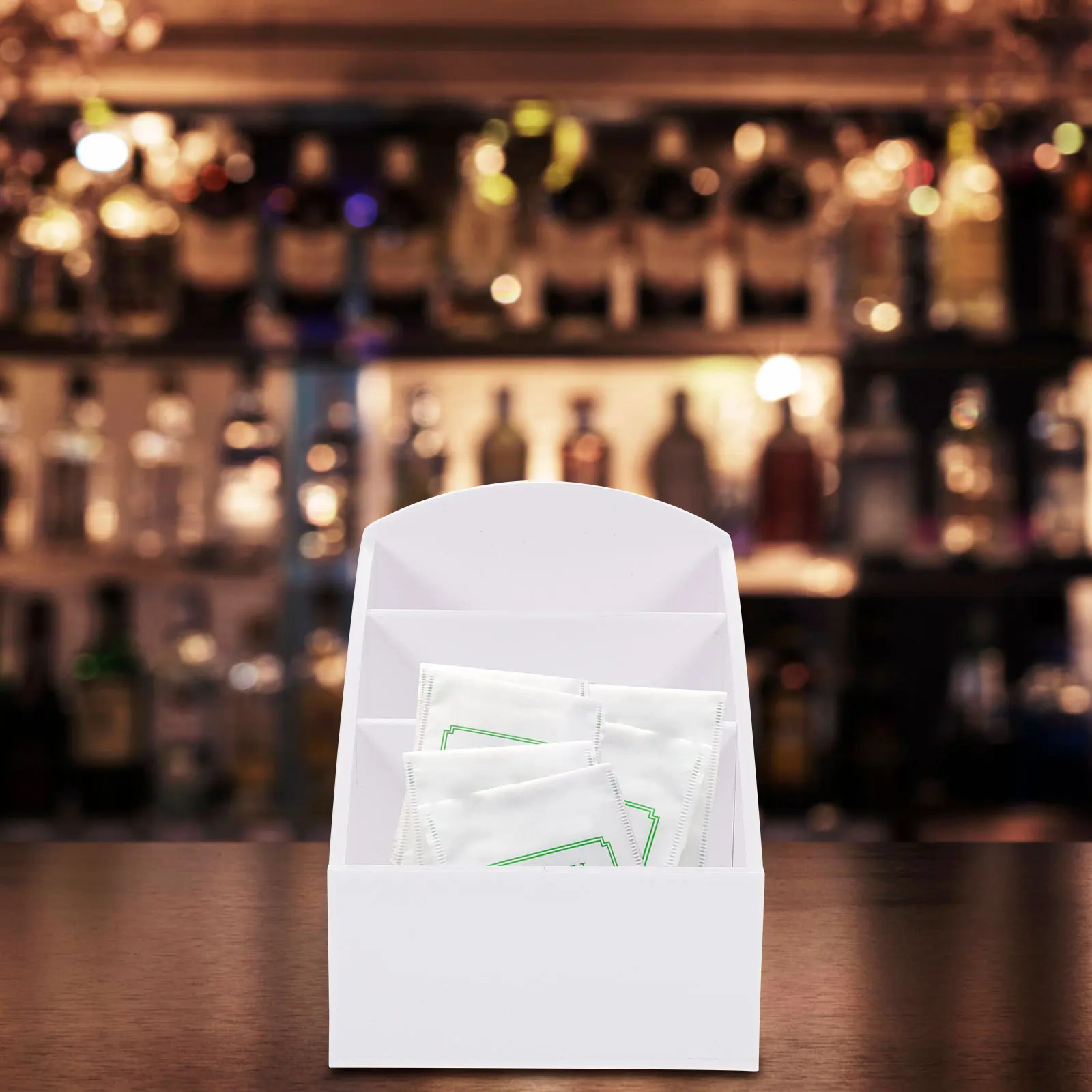 صندوق حقيبة توابل من الأكريليك منظم محطة القهوة وحامل تخزين لأكياس الشاي وحزم السكر ومستلزمات الفنادق كونترتوب