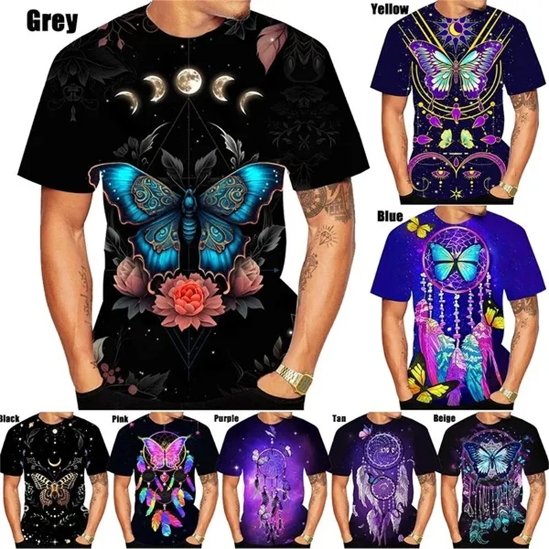 New Summer Butterfly 3D Print Casual T-Shirt Personality Fashion Unisex Hip Hop O Neck Short Sleeve Tops Tshirt Cute Small Fresh