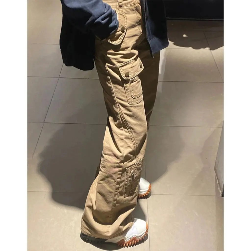 Damskie dżinsy wyszczuplające z wysokim stanem, rozszerzane, w stylu amerykańskim, sprane, modne, w stylu high street, idealne na jesień i zimę.