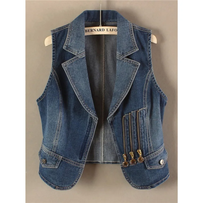 

Vest Short Coat Women Denim Coats Turn Down Collar Jackets Y2k Streetwear Sleeveless Vests Elegant Jacket Slim Fit 2026