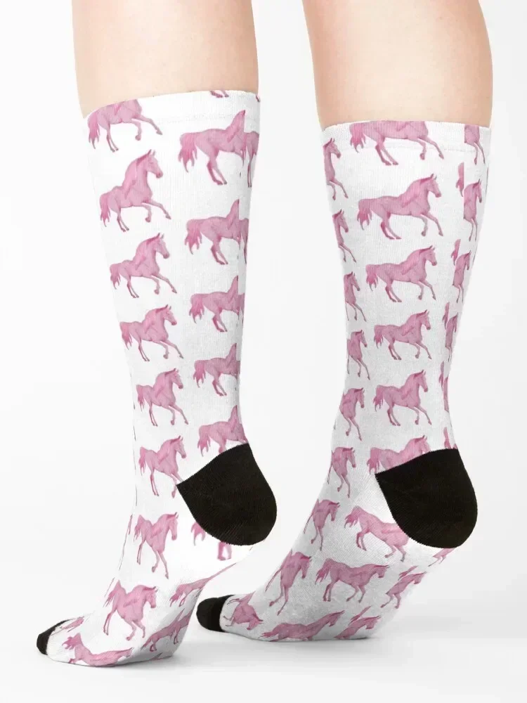 Pink horse Socks Run Running Novelties Thermal man winter Socks For Girls Men's